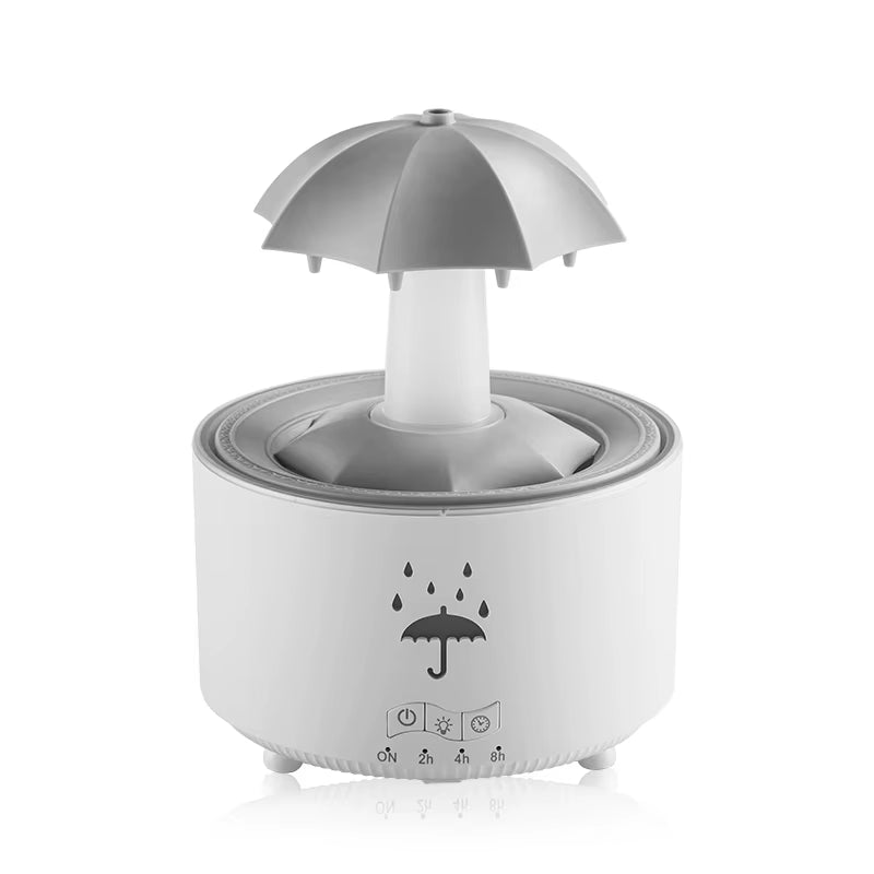 Seven Color Lighting Rotating Aroma Diffuser Essential Oil Aromatherapy Raindrop Air Humidifier with Umbrella for Household